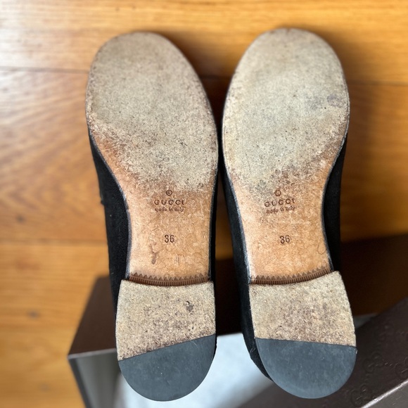 Gucci Black Suede Loafers with Gold Horsebit - Picture 5 of 7